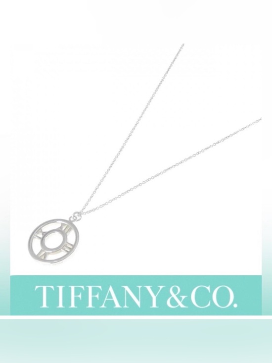 Tiffany & Co. Jewelry - [Tiffany & Co.] Atlas Opan Medallion Clock Roman Numeral Chain Necklace Silver